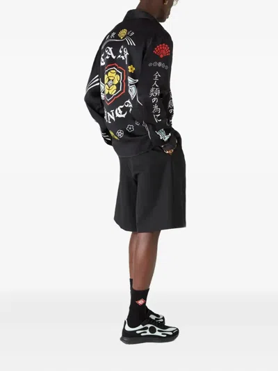 Casablanca 'emblem' Silk Shirt In Black