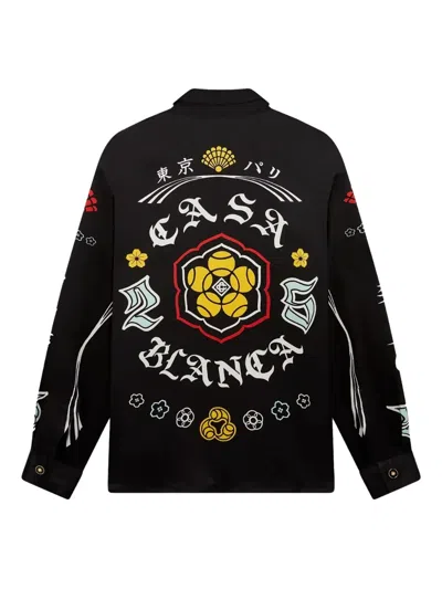 Casablanca 'emblem' Silk Shirt In Black