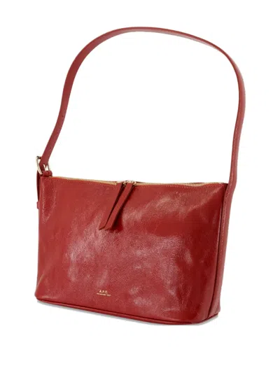 Apc A.p.c. Zippered Shoulder Bag With Top Handle In Red