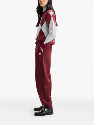 Essentiel Antwerp Diamond-pattern Crew-neck Sweater In Red