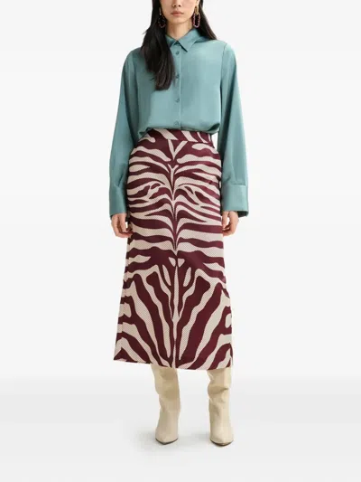 Essentiel Antwerp Zebra-print Mid Skirt In Red