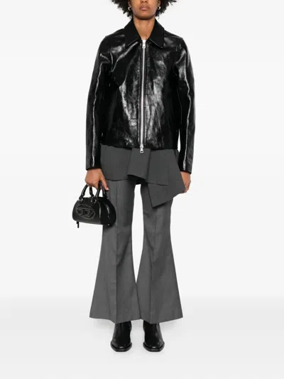 Our Legacy Zippered Long-sleeved Leather Jacket In Black