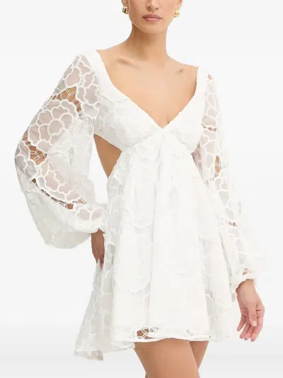 Bardot Jovie Long Sleeve Broderie Anglaise Babydoll Dress In White