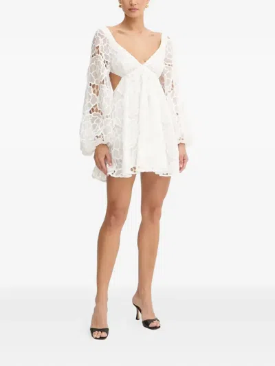Bardot Jovie Long Sleeve Broderie Anglaise Babydoll Dress In White