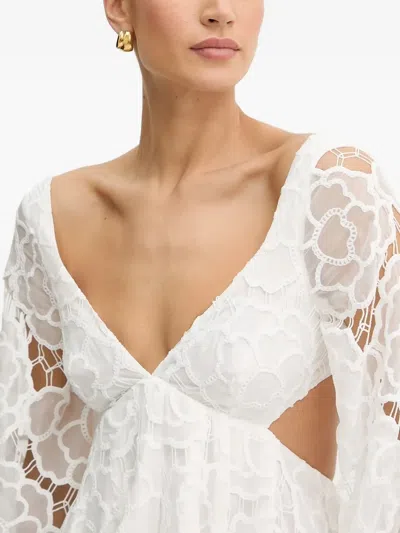 Bardot Jovie Long Sleeve Broderie Anglaise Babydoll Dress In White