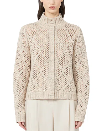 Max Mara Ghinea Diamond-pattern High-neck Cardigan In Neutral