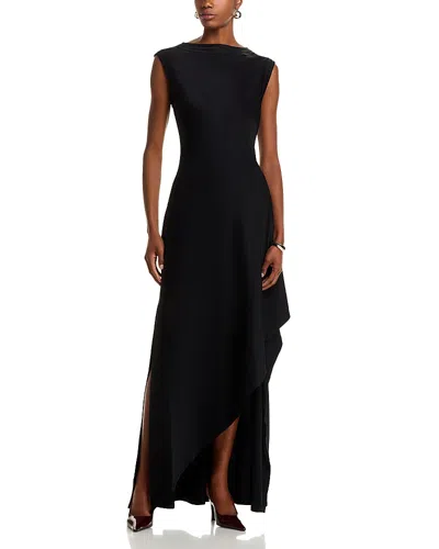 Jason Wu Collection Crepe Back Satin Asymmetrical Gown In Black
