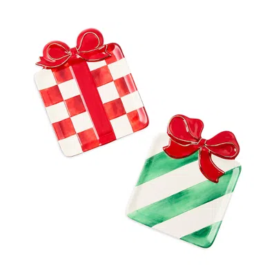 Mackenzie-childs Check It Out Ceramic Dessert Plates, Set Of 2 In Multi