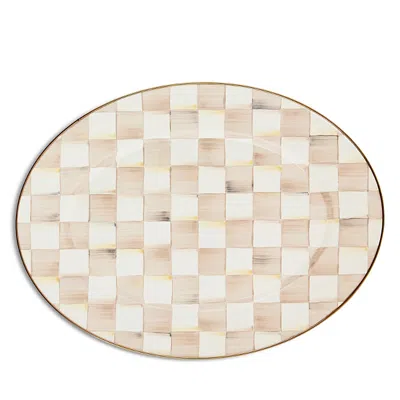 Mackenzie-childs Mackenzie Childs Large Mocha Check Oval Platter In Neutral