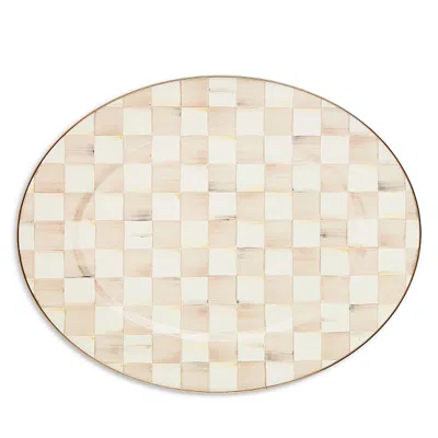 Mackenzie-childs Mackenzie Childs Large Mocha Check Oval Platter In Neutral