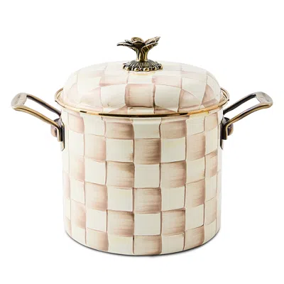 Mackenzie-childs Mocha Check 7 Qt. Stockpot In Neutral