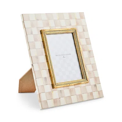 Mackenzie-childs Mackenzie Childs Mocha Check Enameled Steel 5 X 7-inch Picture Frame In Neutral
