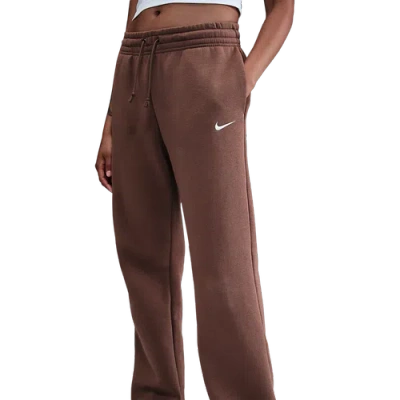 Nike Sportswear Phoenix High Waist Wide Leg Sweatpants In Brown
