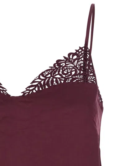 Twinset Bordeaux Top With Thin Strap And Logo Plaque On The Back In Fabric Woman In Burgundy