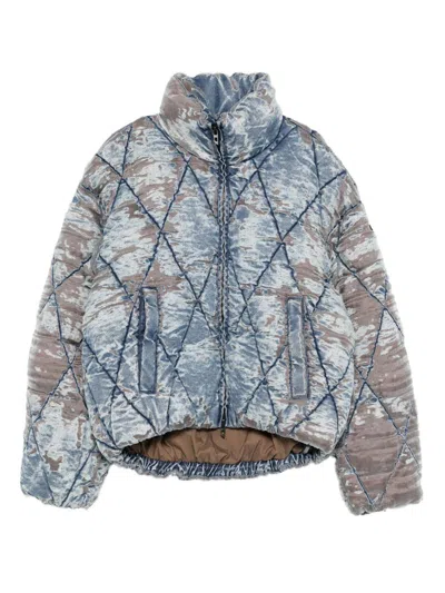 Diesel Men W-kons Down Jacket With Distressed Effect In Multi