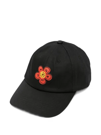 Kenzo Flower-embroidered Baseball Cap In Black