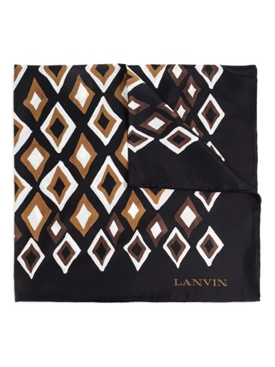 Lanvin Geometric Patterned Soft Texture Scarf In Black