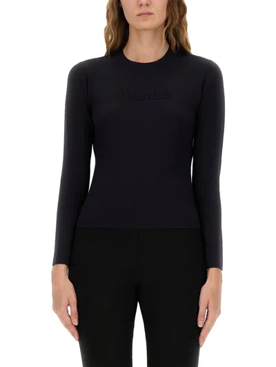 Max Mara Ticino Long-sleeved Fitted Top In Black
