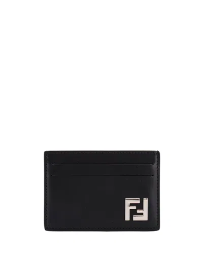 Fendi Flat Card Case Vit.king Wallets Black In Black