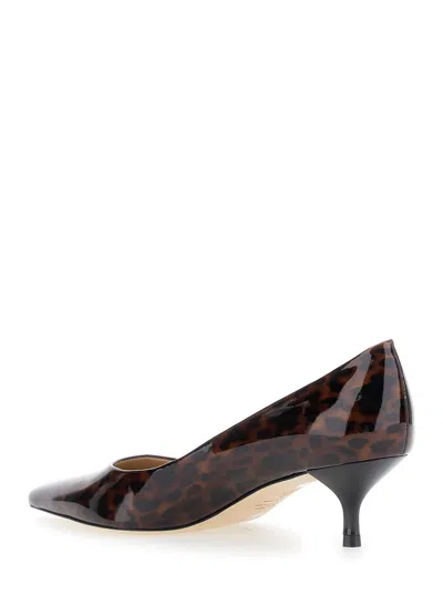 Stuart Weitzman Stuart Power Tortoise Leather Pumps In Brown