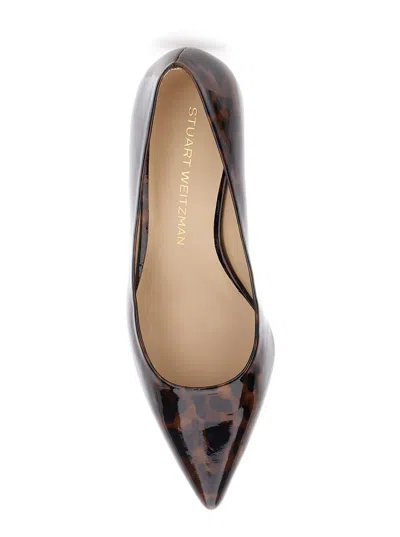 Stuart Weitzman Stuart Power Tortoise Leather Pumps In Brown