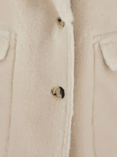 Urbancode White Single-breasted Jacket With Classic Lapels In Faux Fur Woman In White