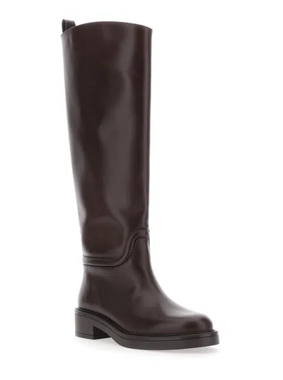 Stuart Weitzman Knee-high Block Heel Riding Boots In Brown