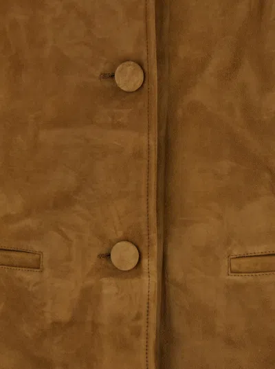 Tory Burch Structured Jacket With Tailored Silhouette In Brown