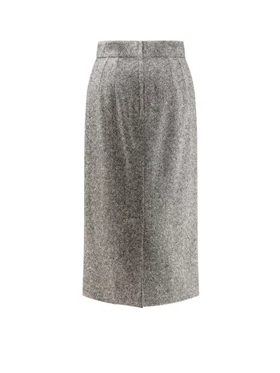 Dolce & Gabbana High-waisted Textured Midi Pencil Skirt In Gray