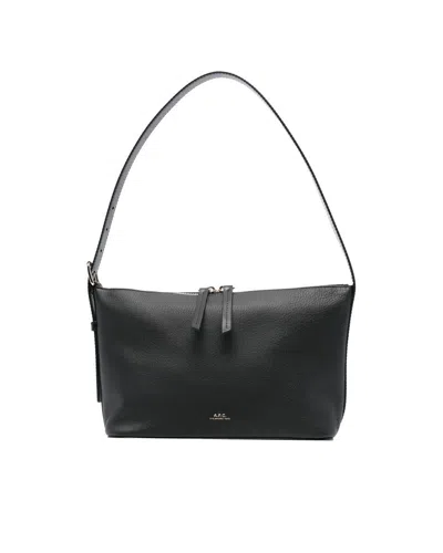 Apc Vera Textured Shoulder Bag With Adjustable Strap In Black
