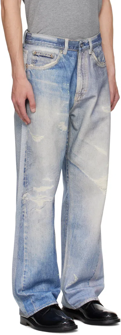 Our Legacy Mens Digital Denim Print Third Cut Faded-wash Denim Jeans In Blue