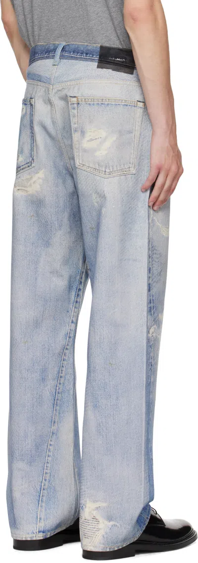 Our Legacy Mens Digital Denim Print Third Cut Faded-wash Denim Jeans In Blue