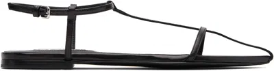 Jil Sander Leather Sandals Flat Sole Pointed Toe In Black