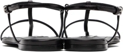 Jil Sander Leather Sandals Flat Sole Pointed Toe In Black