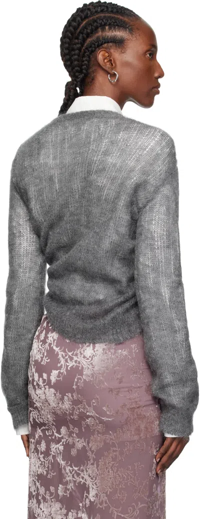 Ann Demeulemeester Asymmetrical Drawstring Sweater In Gray