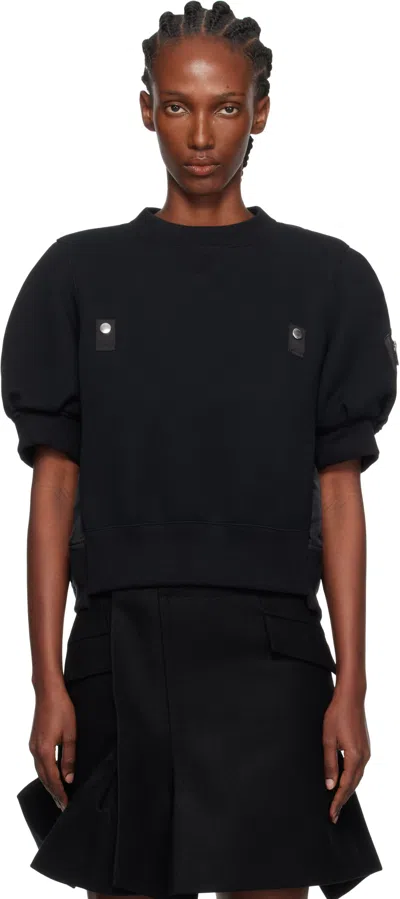 Sacai Sponge X Nylon Twill Sweatshirt In Black