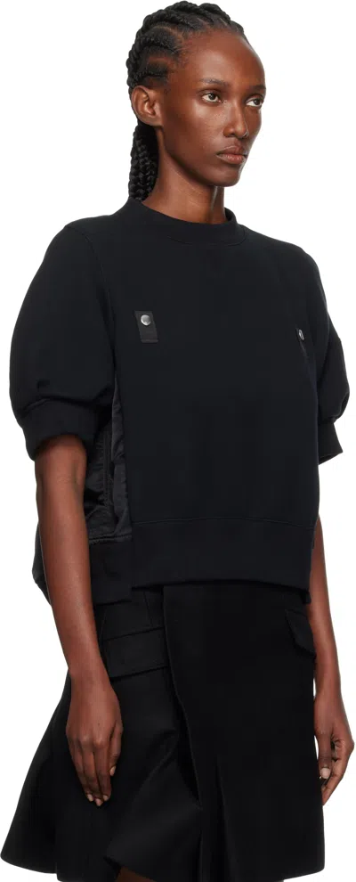 Sacai Sponge X Nylon Twill Sweatshirt In Black