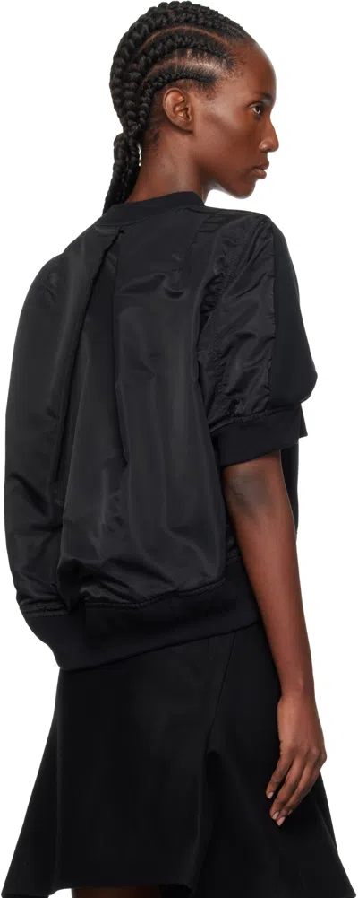 Sacai Sponge X Nylon Twill Sweatshirt In Black
