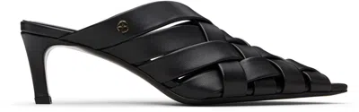 Anine Bing 55mm Eve Woven Leather Mules In Black