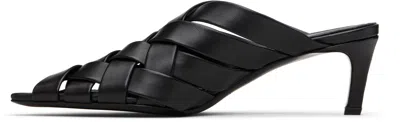 Anine Bing 55mm Eve Woven Leather Mules In Black