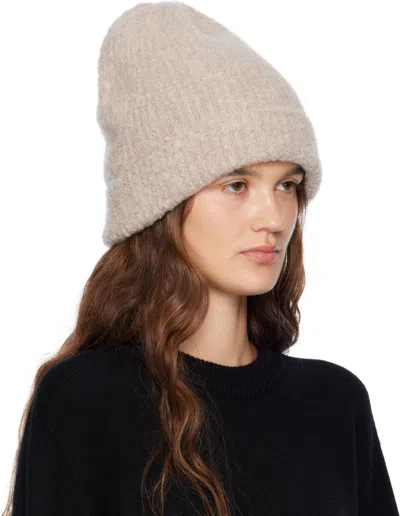 The Row Beige Leomir Beanie In Cashmere And Silk Blend In Neutral