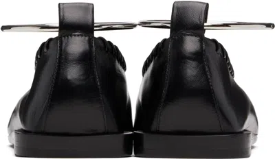 Jil Sander Ring Whipstitch-trimmed Leather Ballet Flats In Black