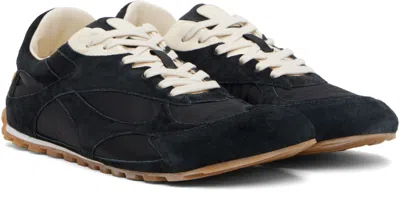 Bottega Veneta Black Suede And Nylon Orbit Flash Sneakers In Blue