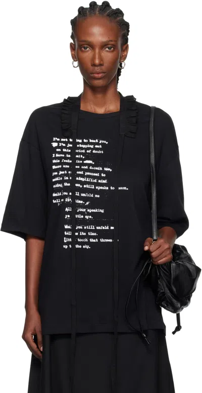 Ann Demeulemeester Agapi Printed High Comfort T-shirt With Detachable Collar In Black