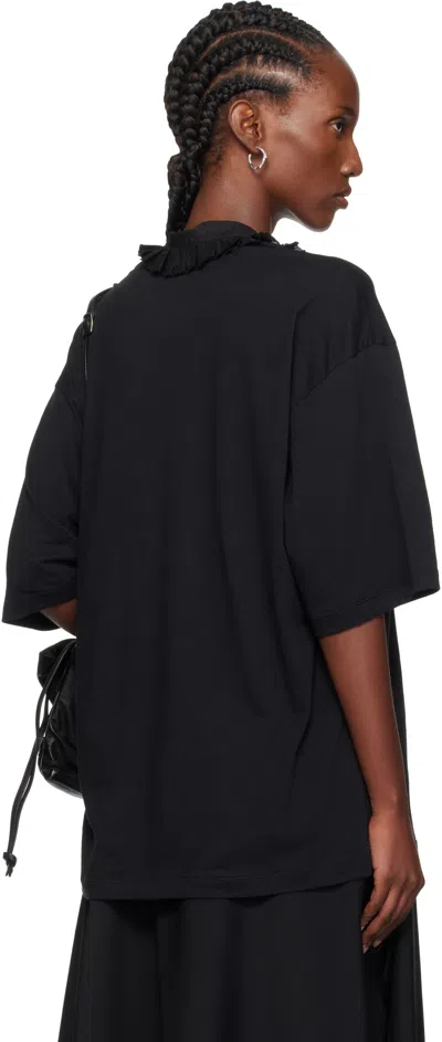 Ann Demeulemeester Agapi Printed High Comfort T-shirt With Detachable Collar In Black