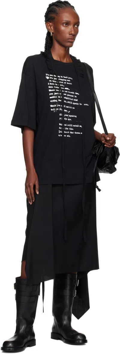 Ann Demeulemeester Agapi Printed High Comfort T-shirt With Detachable Collar In Black