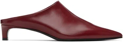 Jil Sander Red Pointed Toe Mule Heels In Burgundy
