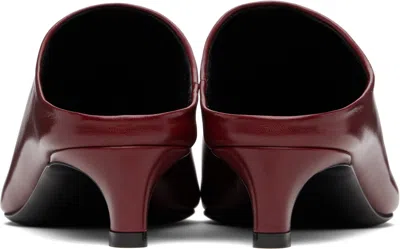 Jil Sander Red Pointed Toe Mule Heels In Burgundy