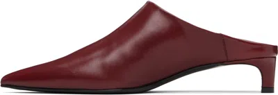 Jil Sander Red Pointed Toe Mule Heels In Burgundy