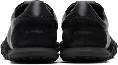 Jil Sander Low Laced Sneakers With Vulcanized Rubber Sole In Black